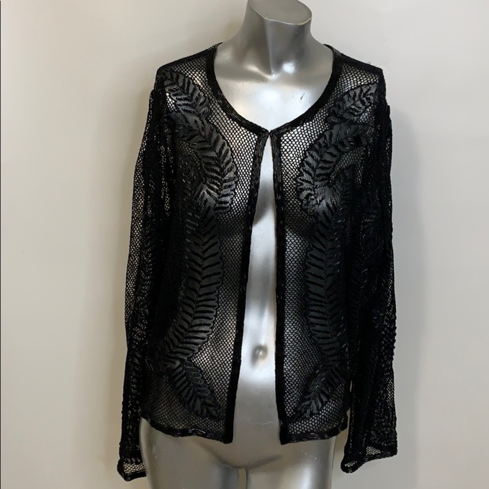 Vintage Oleg Cassini Size XL Black Beaded Top NWT Vintage